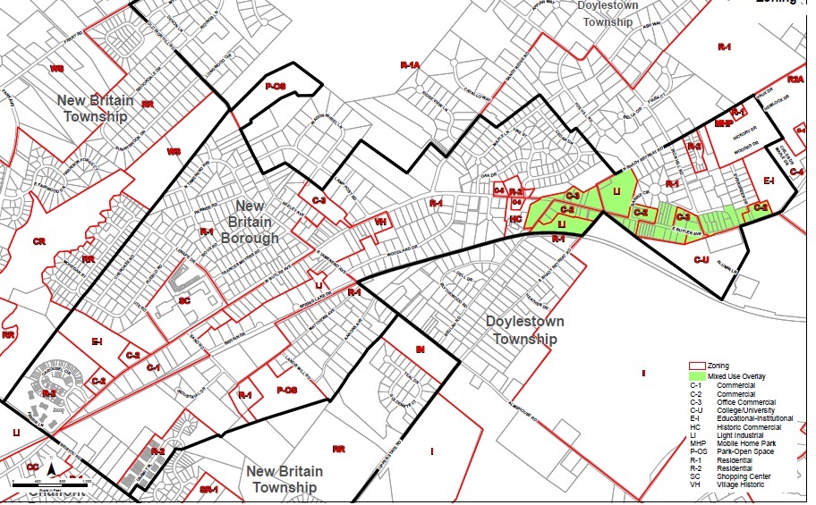 Zoning Map (1) New Britain Borough, Pennsylvania