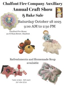 Chalfont Fire Company Auxiliary - Craft Show & Bake Sale @ Chalfont Fire House